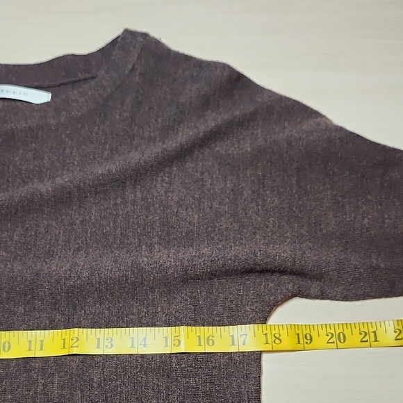 MAX STUDIO Chocolate brown 100% Extra fine Merino wool sweater - Picture 8 of 9